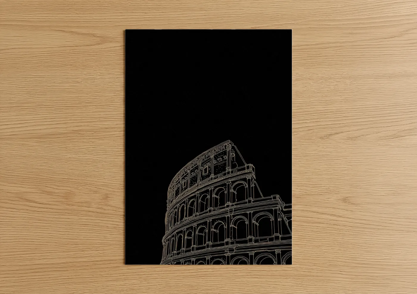 Ancient Colosseum Line Art Illustration Wall Art