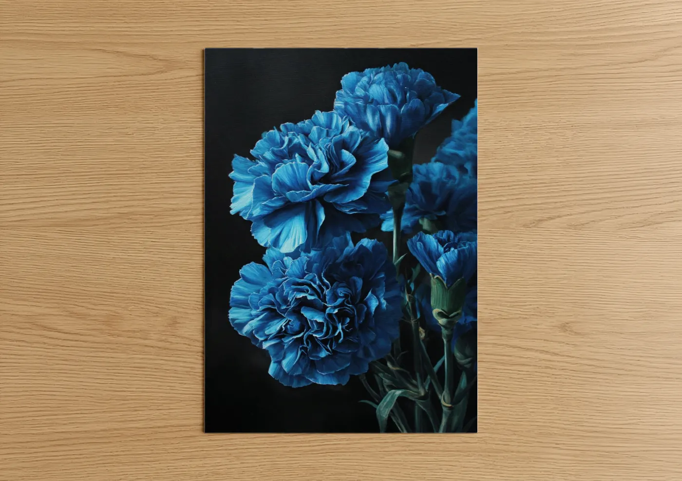 Midnight Blue Carnations Dark Moody Wall Art