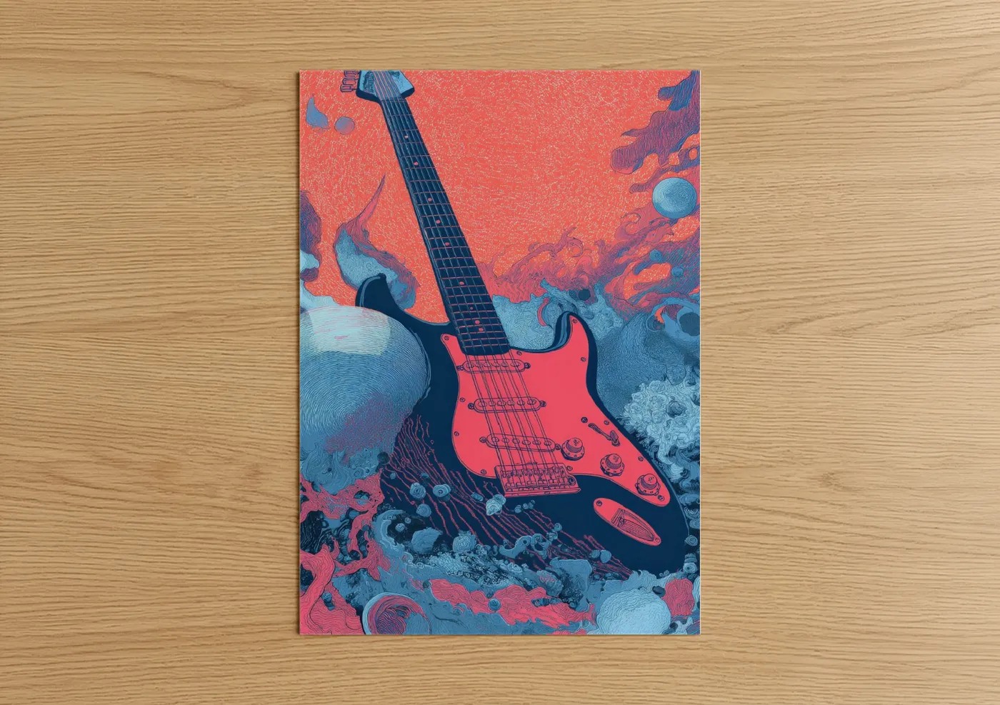 Cosmic Electric Guitar Psychedelic Art Wall Art