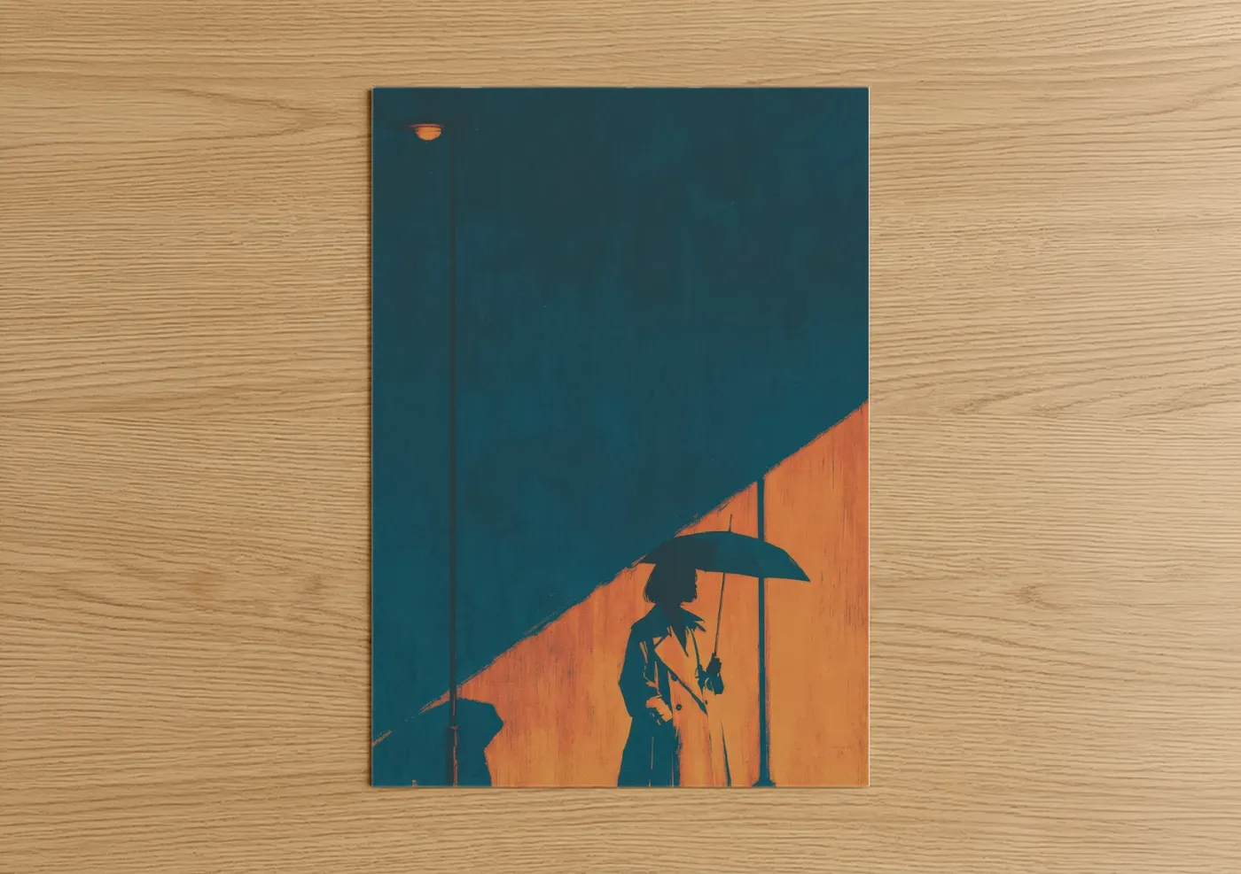 Woman With Umbrella Rain Fashion Illustration Wall Art