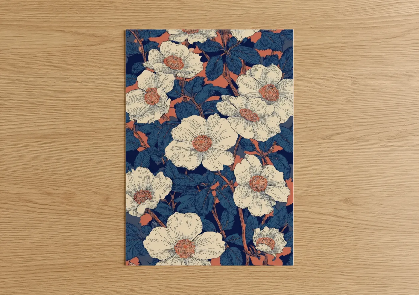 Cream Daisy Floral Pattern Wall Art