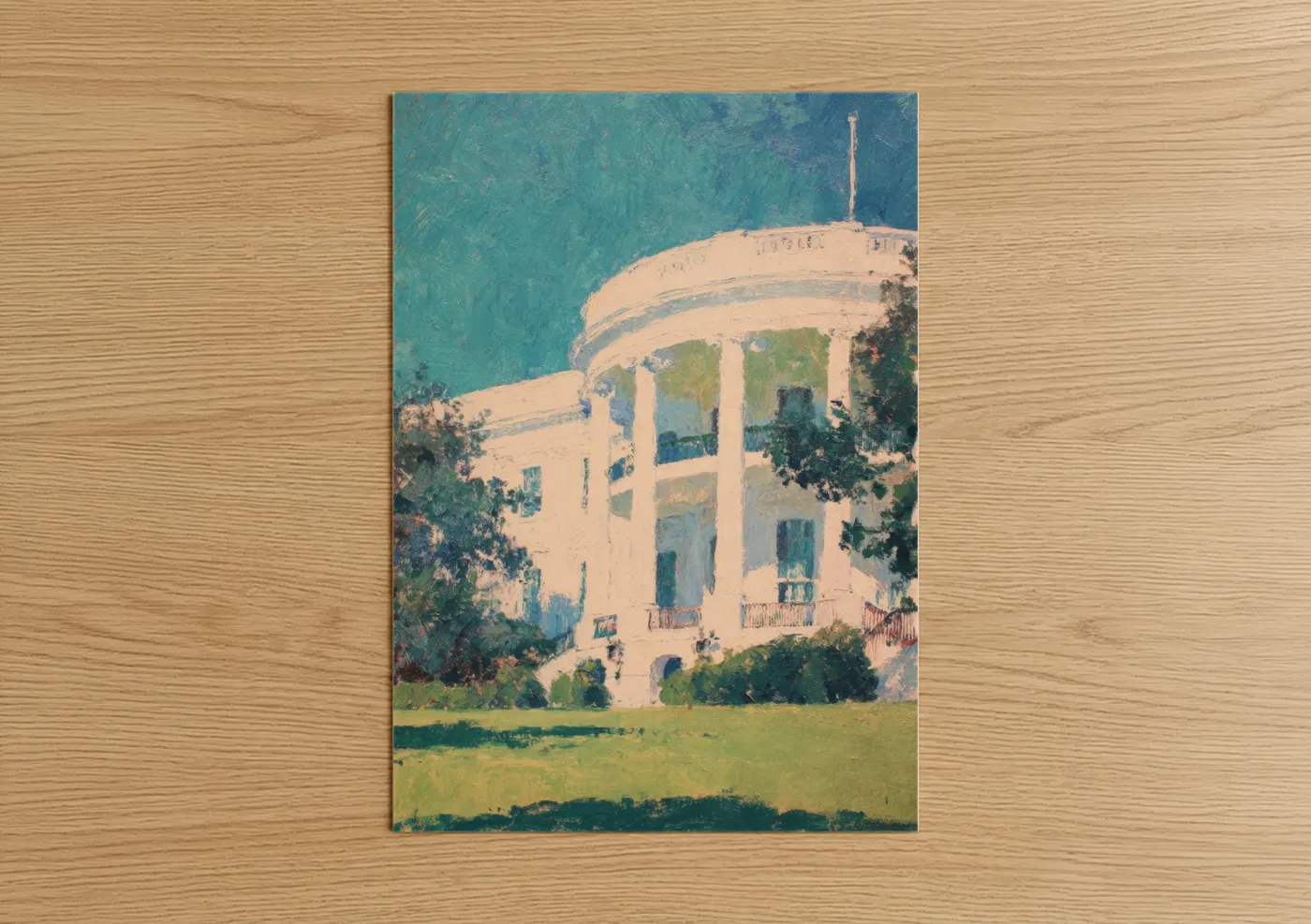 White House Neoclassical Architecture Painting Wall Art