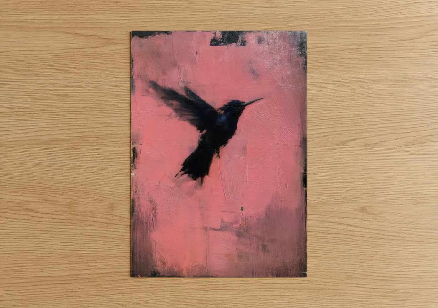 Pink Hummingbird Abstract Modern Wall Art