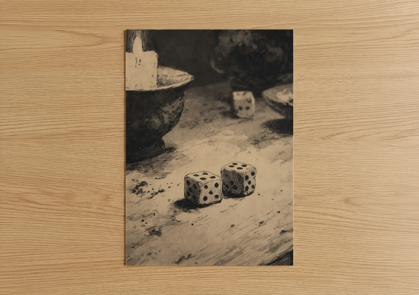 Vintage Dice Still Life Casino Wall Art