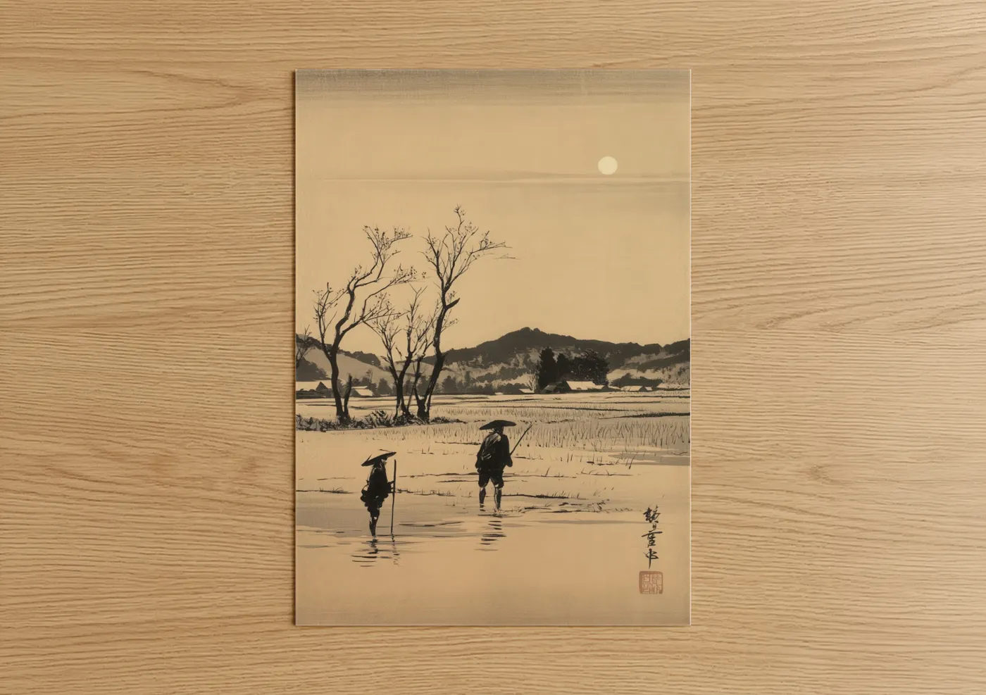 Japanese Rice Field Landscape Wall Art