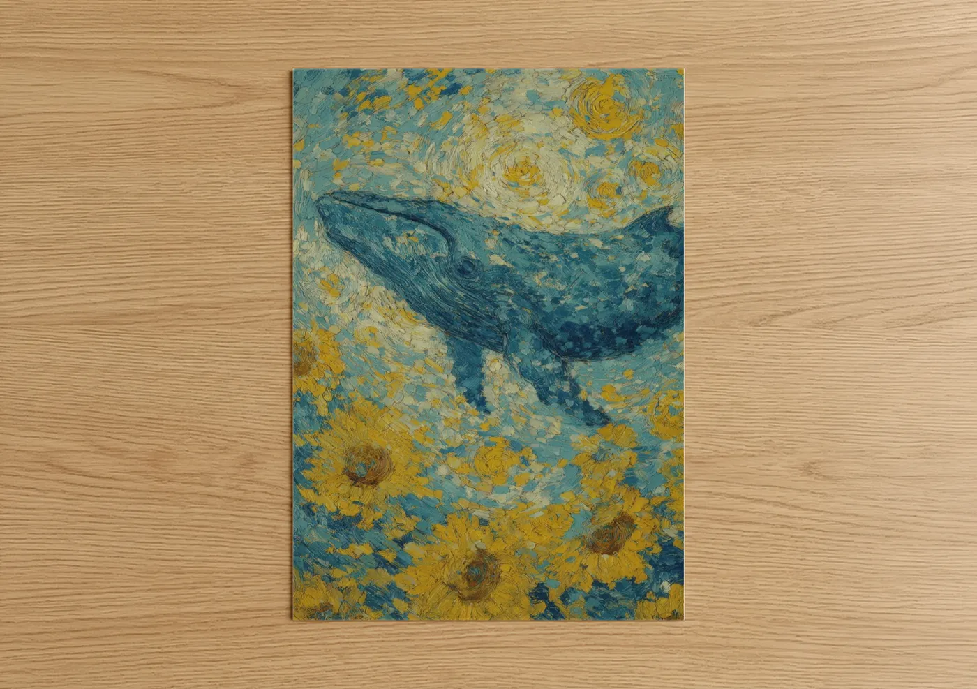 Blue Whale Starry Night Impressionist Wall Art