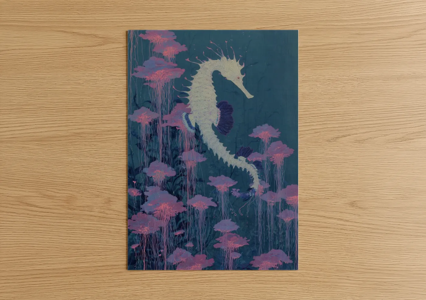 Ethereal Seahorse with Coral Garden Wall Art