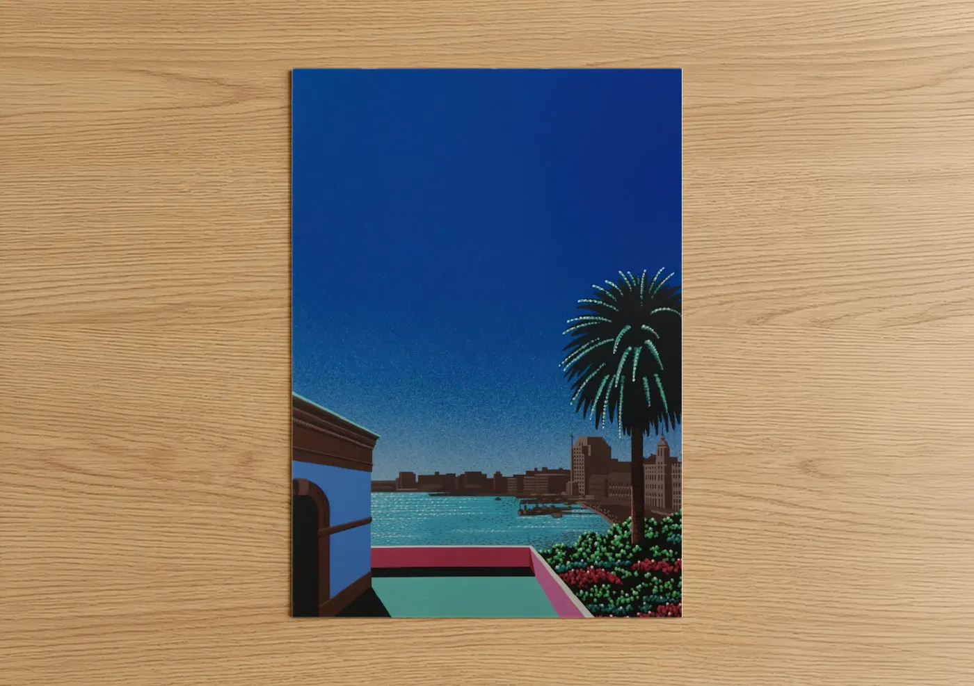 Coastal City Palm Tree Skyline Wall Art