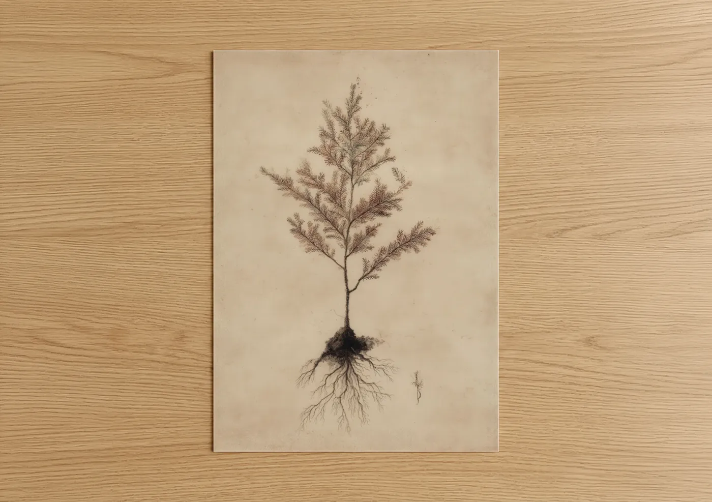 Botanical Redwood Seedling Illustration Wall Art
