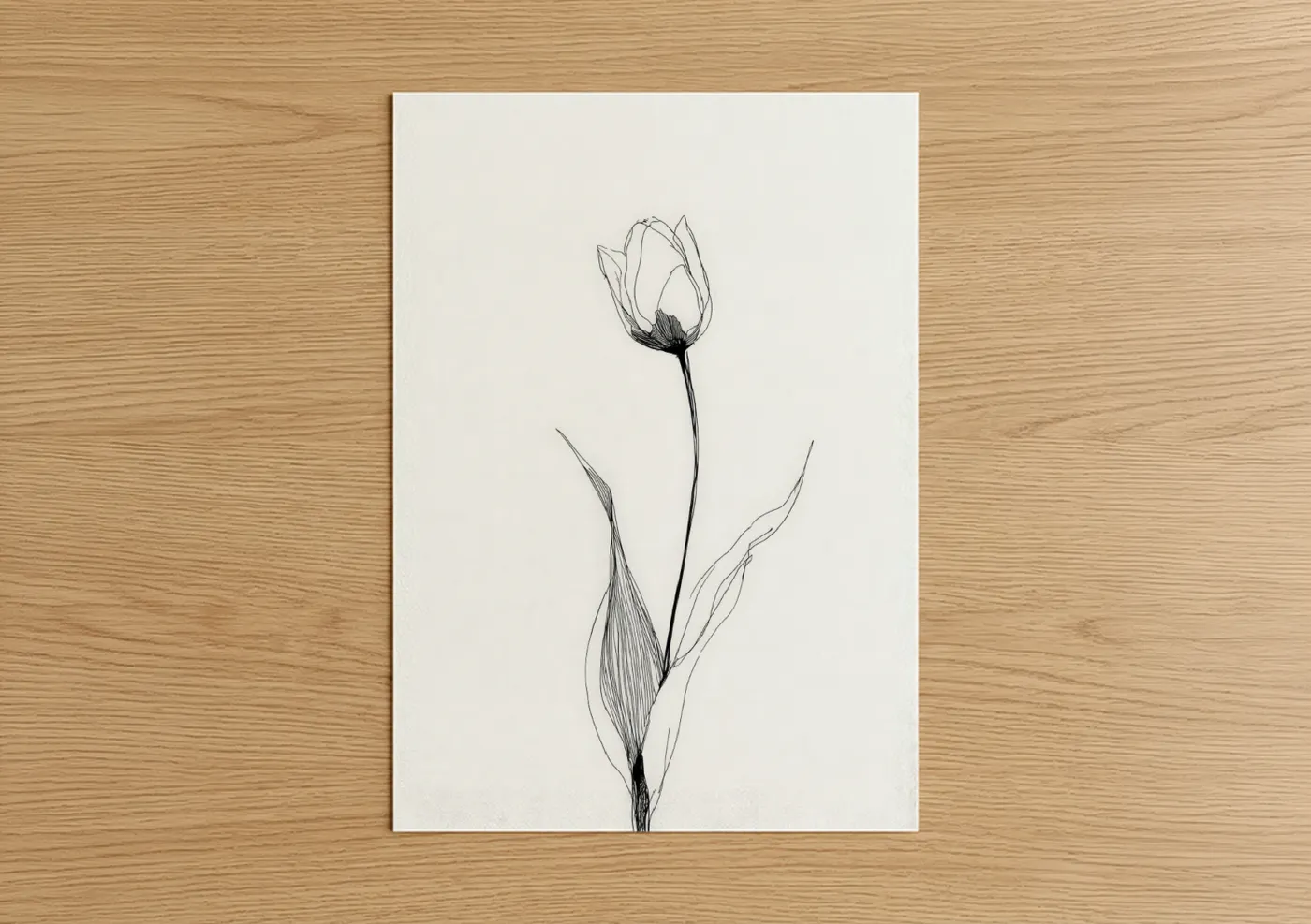 Minimalist Tulip Line Drawing Wall Art