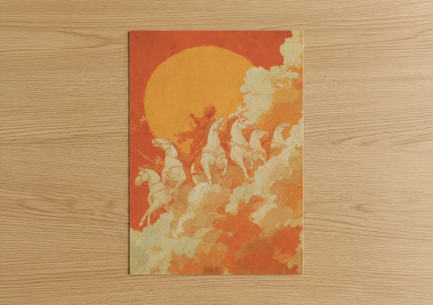 Hindu Deity Sun Chariot Spiritual Wall Art
