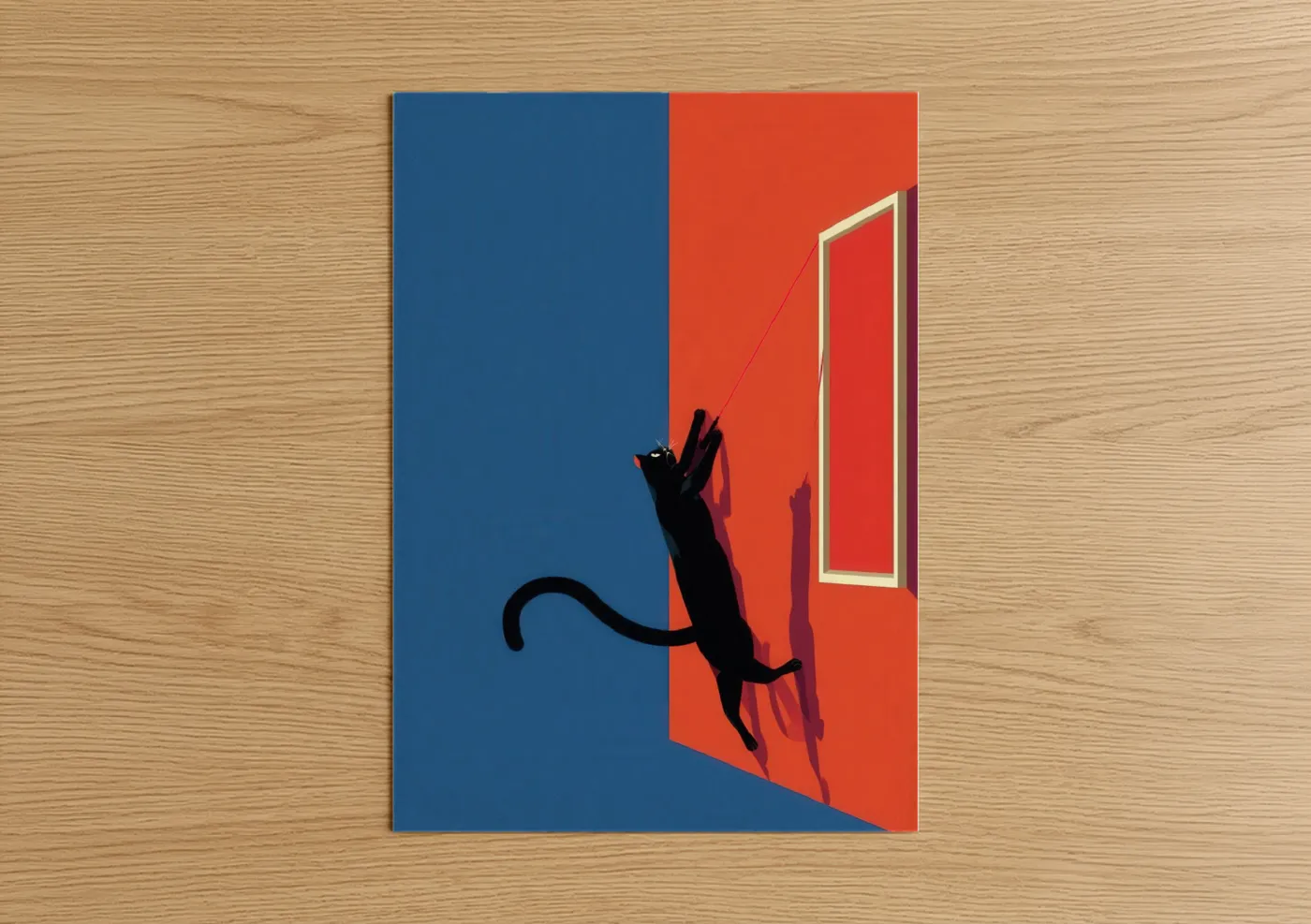 Playful Window Cat Minimalist Wall Art