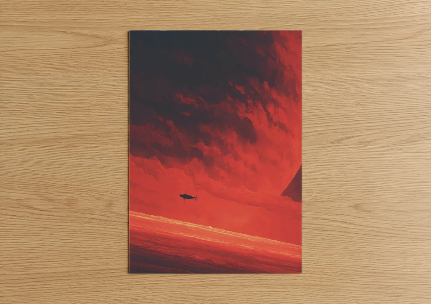 Crimson Satellite Sky Space Exploration Wall Art
