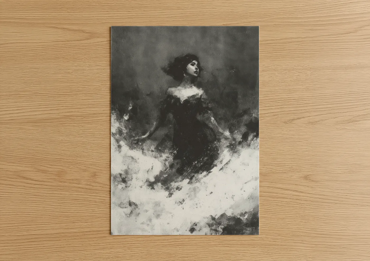 Ethereal Mermaid Mystical Black and White Wall Art