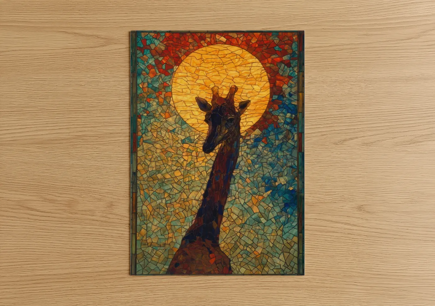 Sunset Giraffe Stained Glass Wall Art