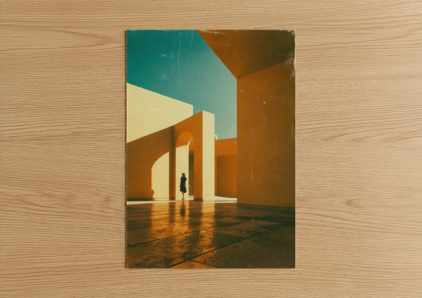 Golden Minimalist Architecture Corridor Wall Art
