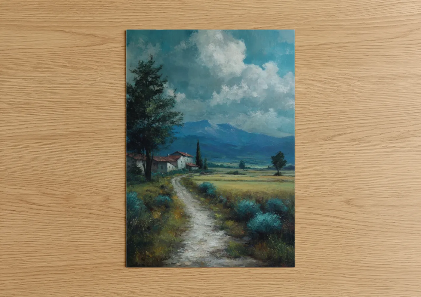 Tuscan Valley Path Mountain Landscape Wall Art