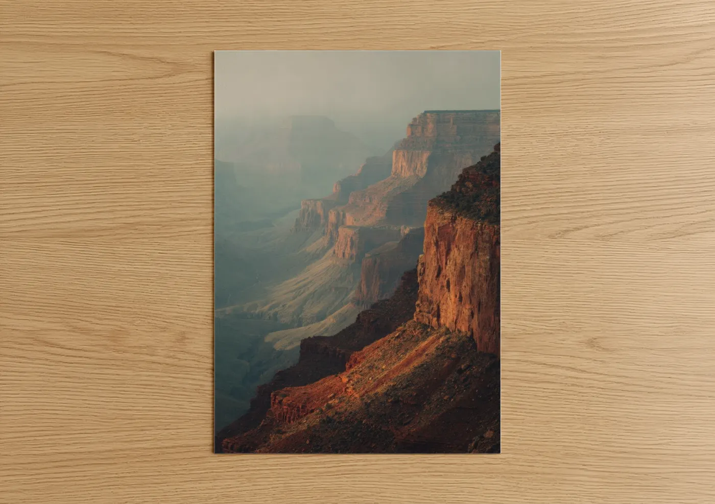 Golden Canyon Cliffs Misty Mountain Landscape Wall Art