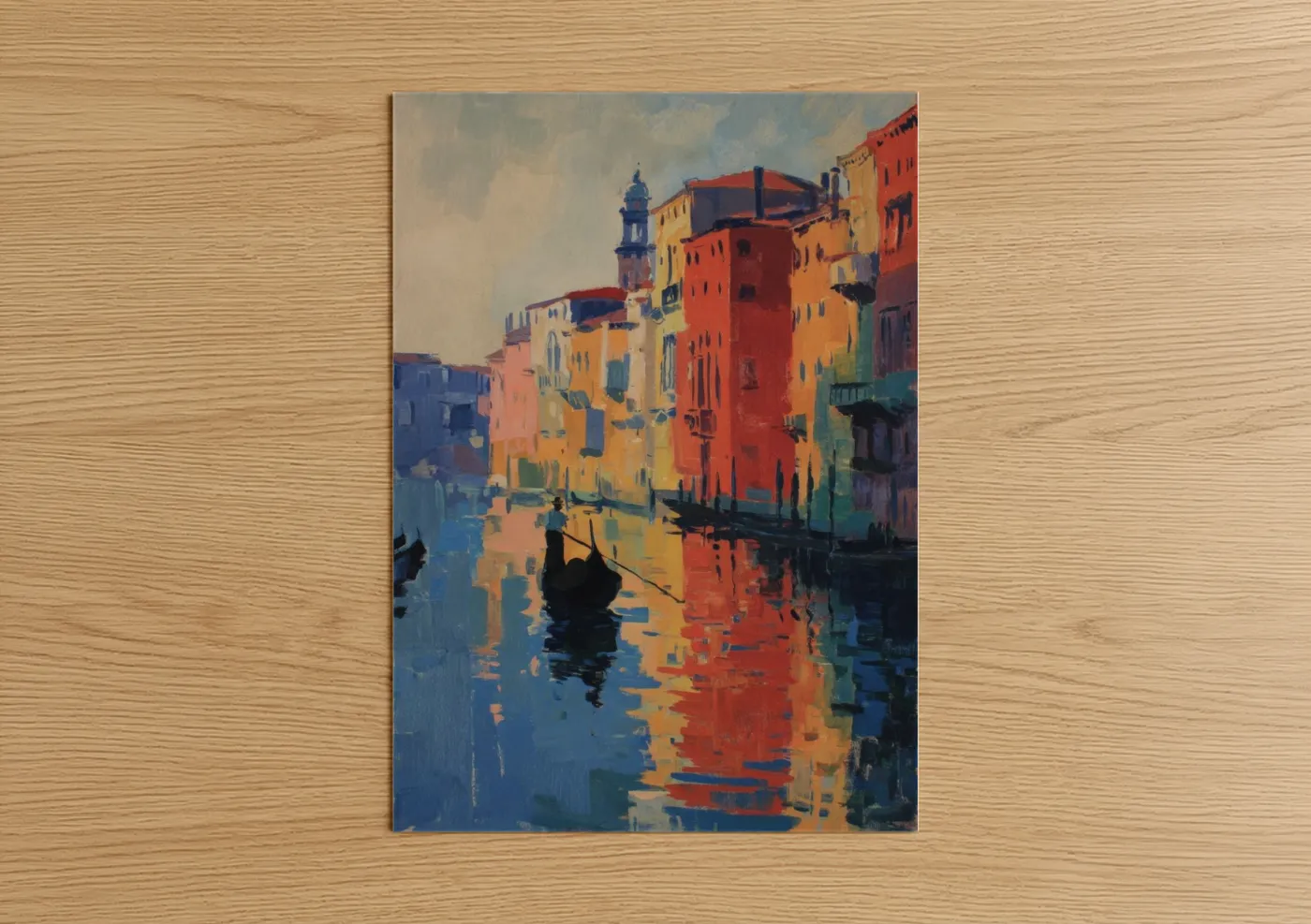 Colorful Venice Gondola Canal Painting Wall Art