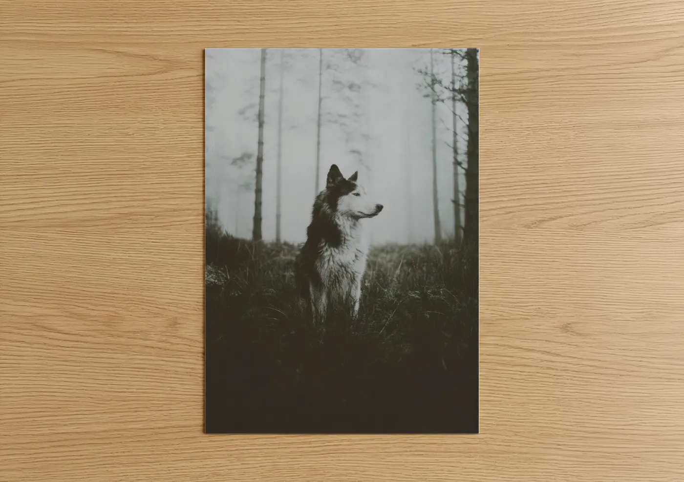 Husky Dog Misty Forest Photography Wall Art