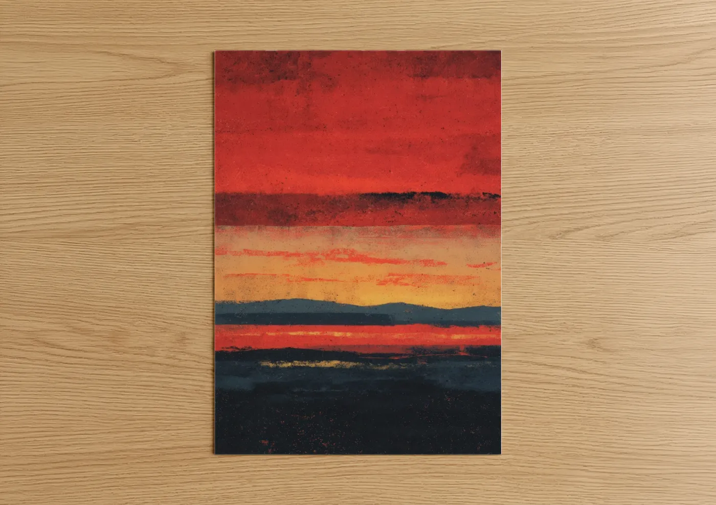 Crimson Mountain Sunset Landscape Wall Art