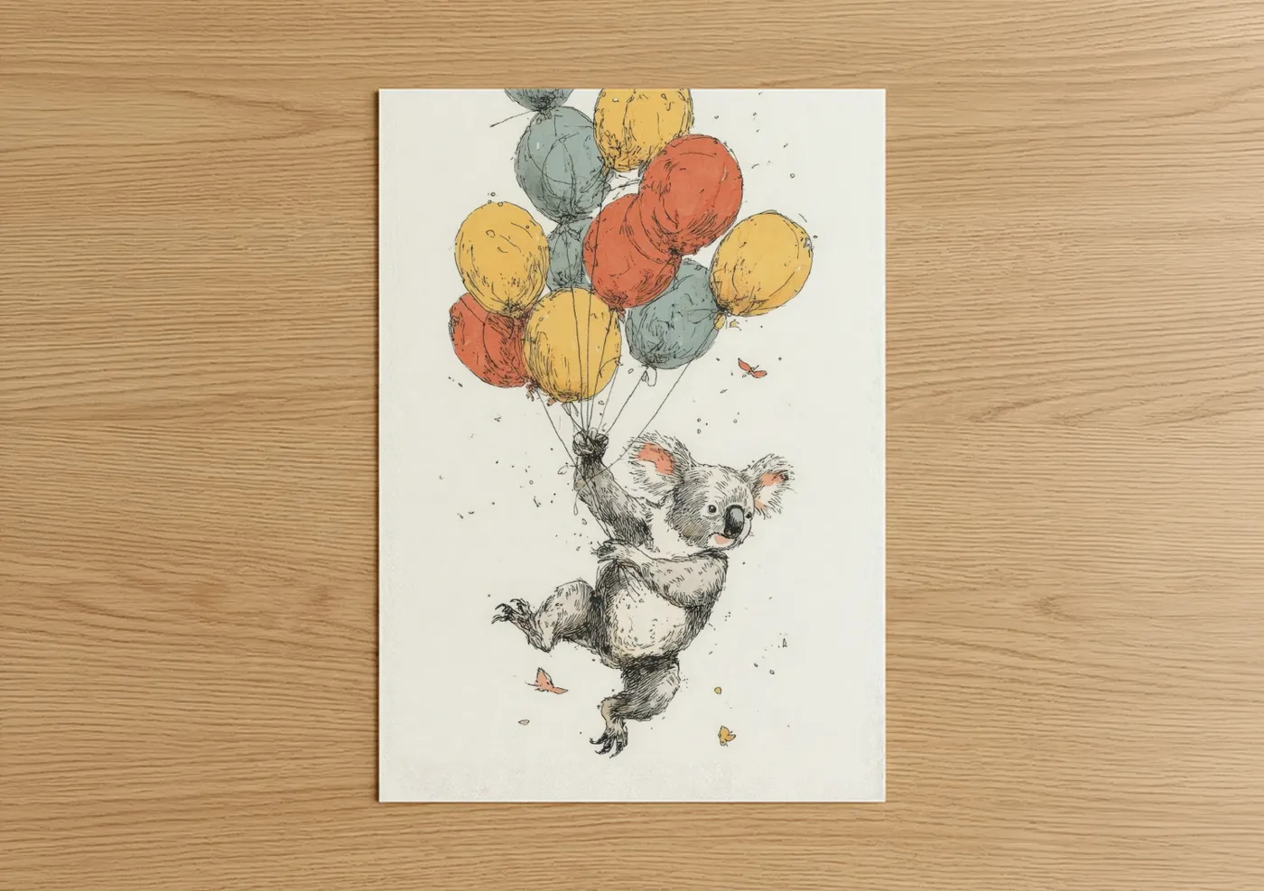 Playful Koala With Colorful Balloons Wall Art