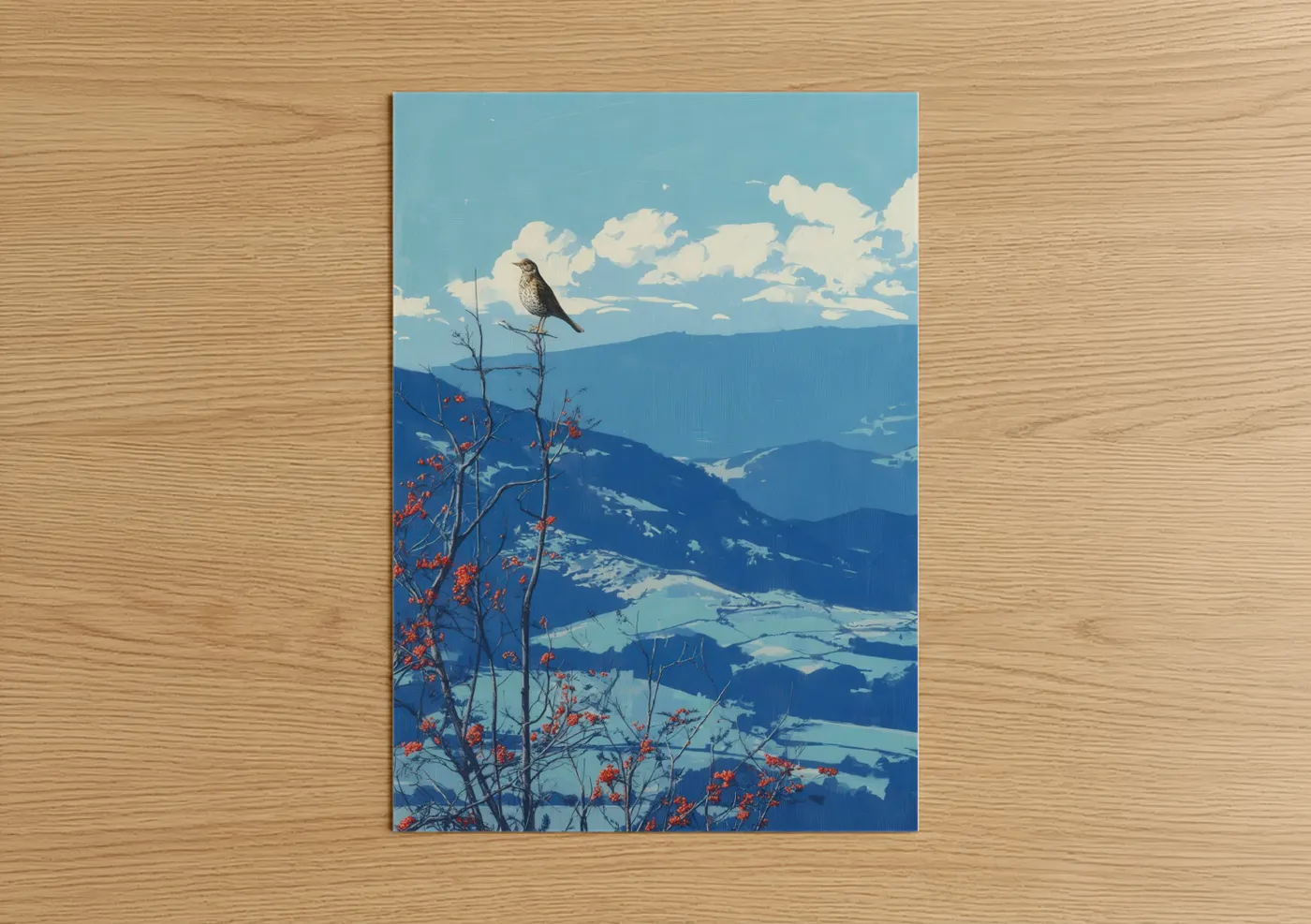 Mountain Thrush Alpine Landscape Wall Art