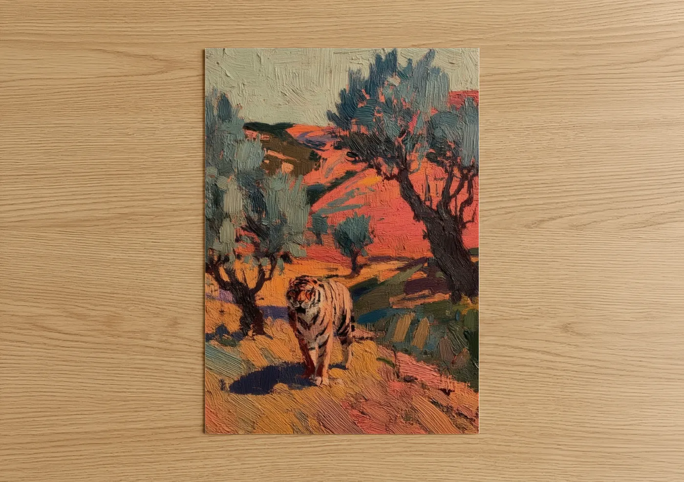Tiger Sunset Savanna Oil Painting Wall Art