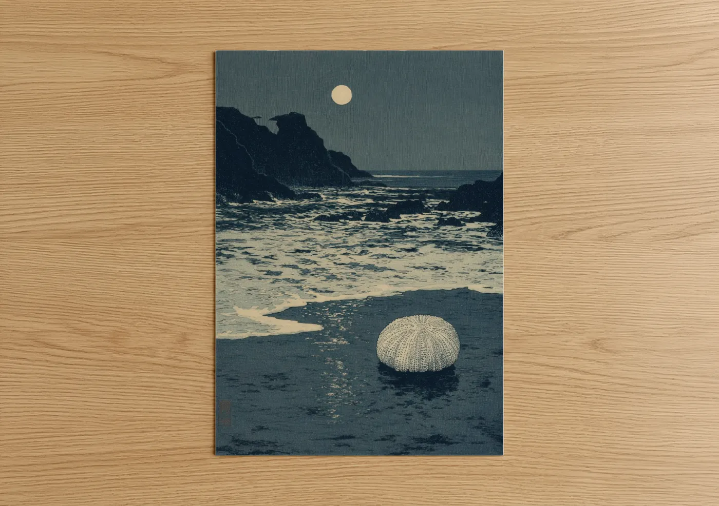 Moonlit Sea Urchin Beach Coastal Art Wall Art