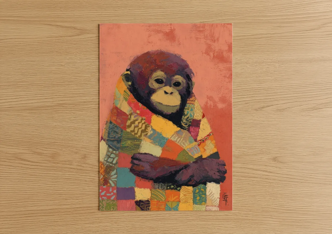 Colorful Patchwork Orangutan Wall Art