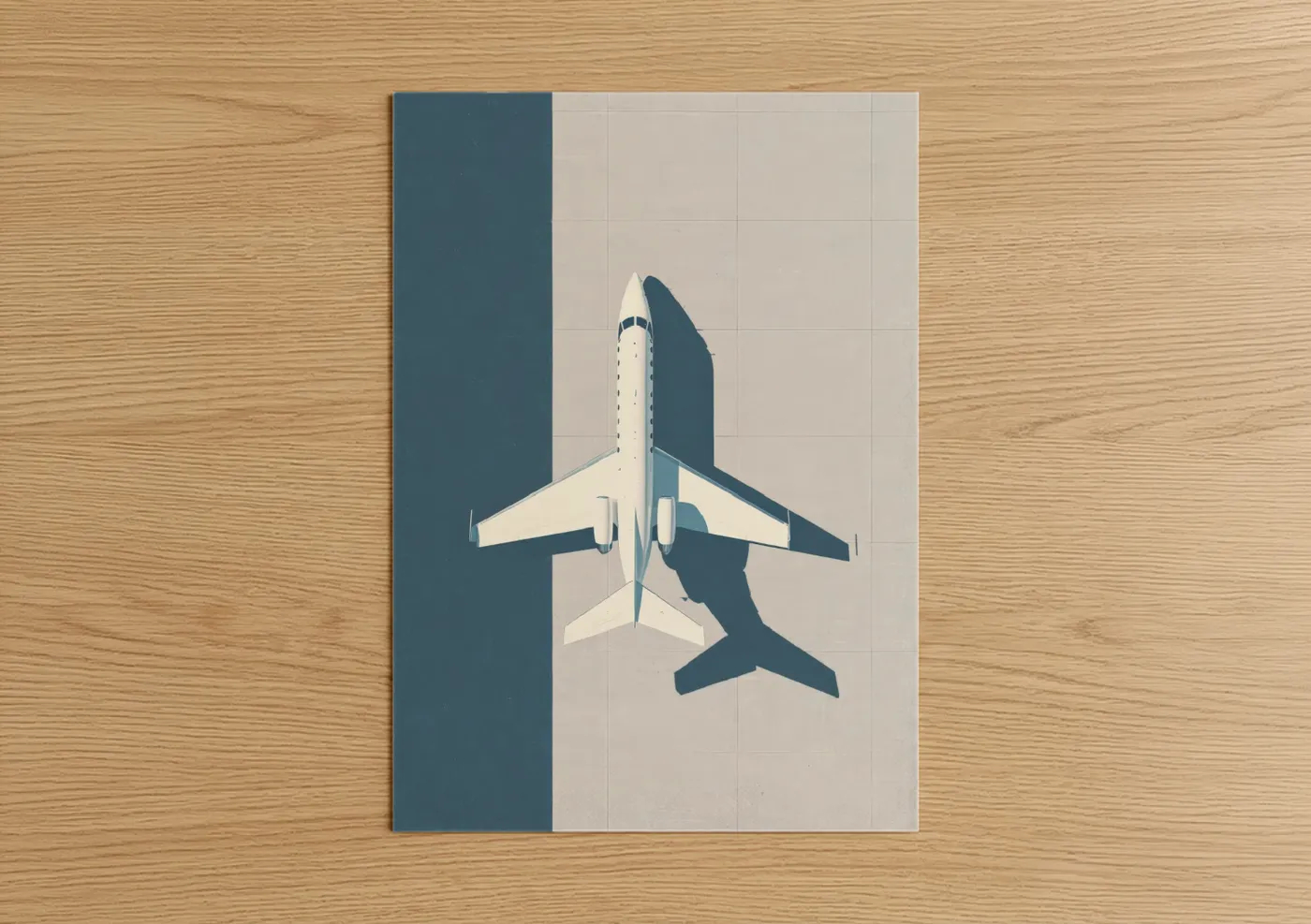 Minimalist Private Jet Overhead View Wall Art
