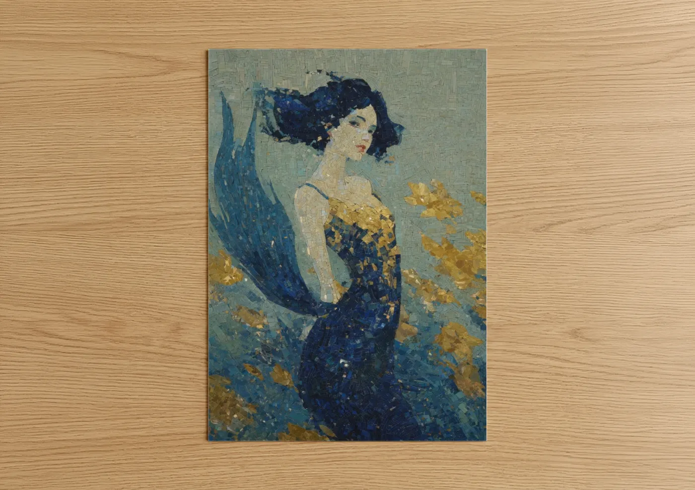 Golden Mermaid Fantasy Art Illustration Wall Art