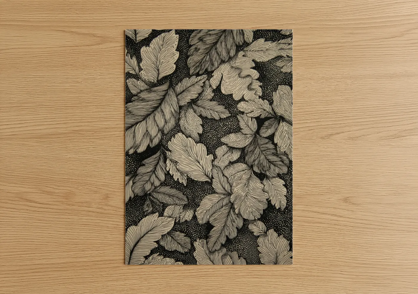 Botanical Linework Leaf Pattern Design Wall Art