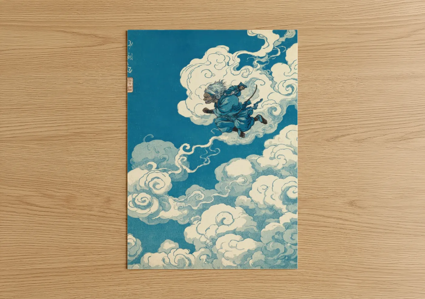 Whimsical Fairy Flying Through Clouds Wall Art