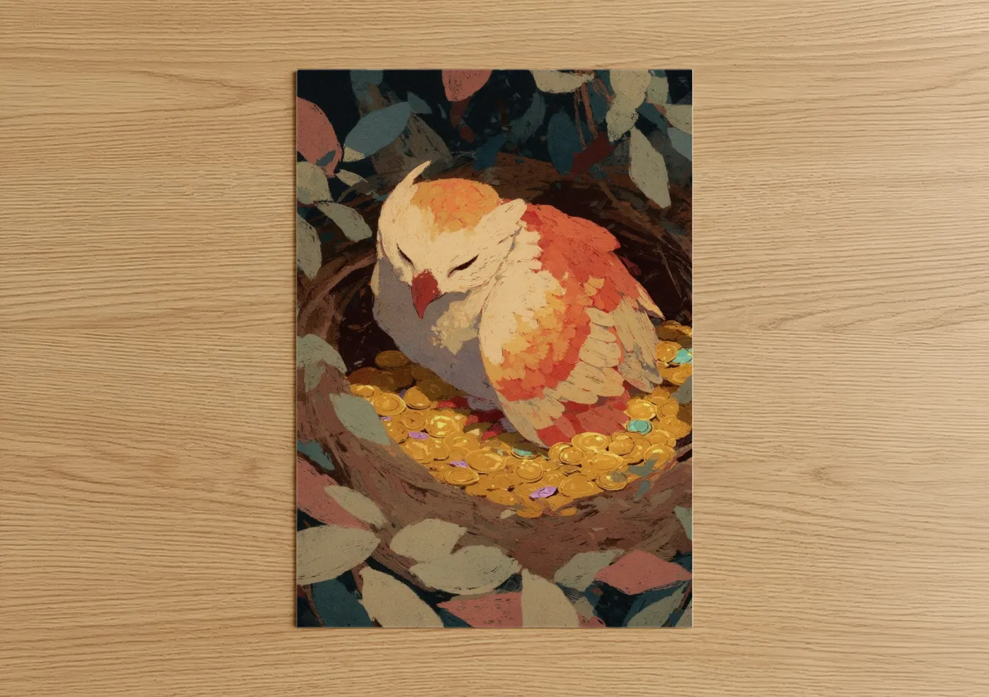 Golden Griffin Resting in Treasure Nest Wall Art