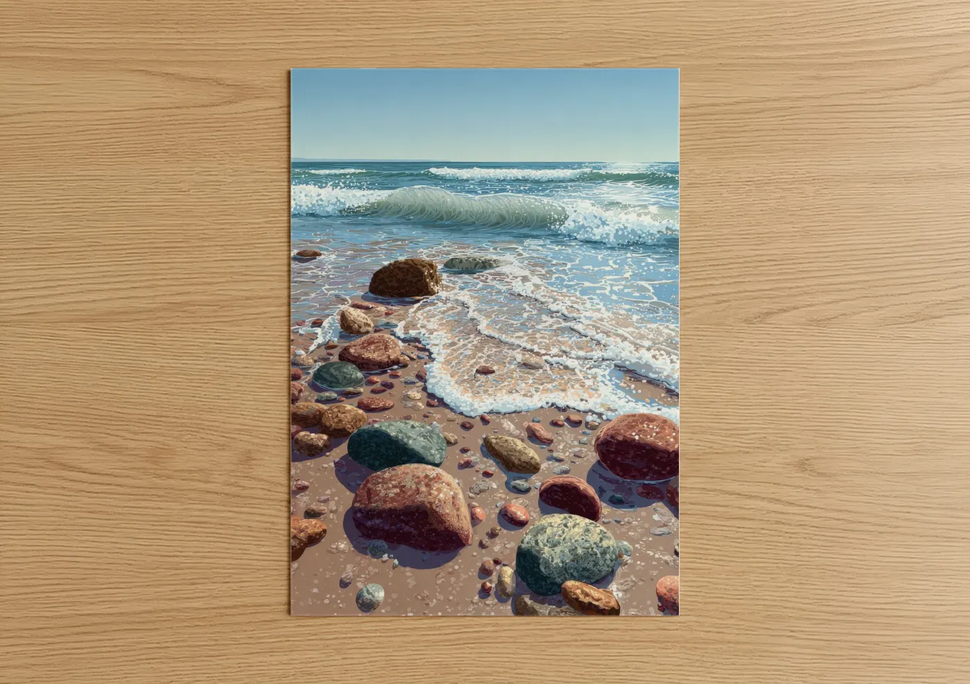 Coastal Beach Waves and Rocks Wall Art