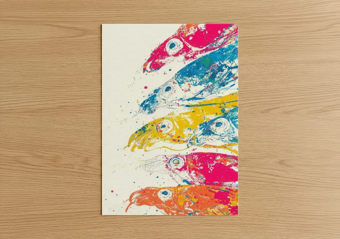 Colorful Squid Abstract Watercolor Wall Art