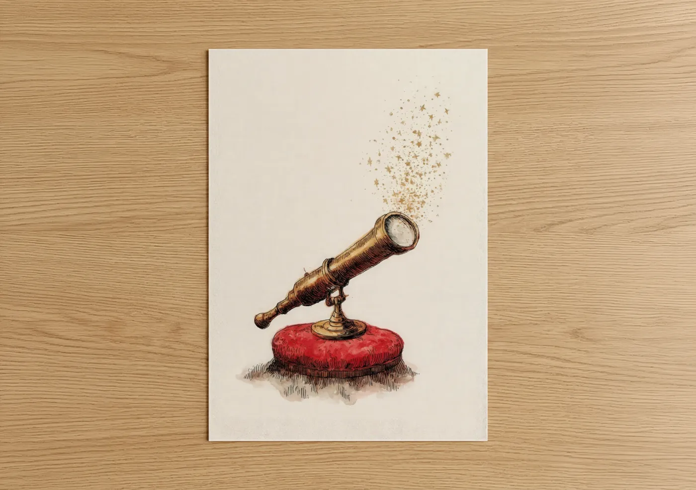 Magical Spyglass with Stars Illustration Wall Art