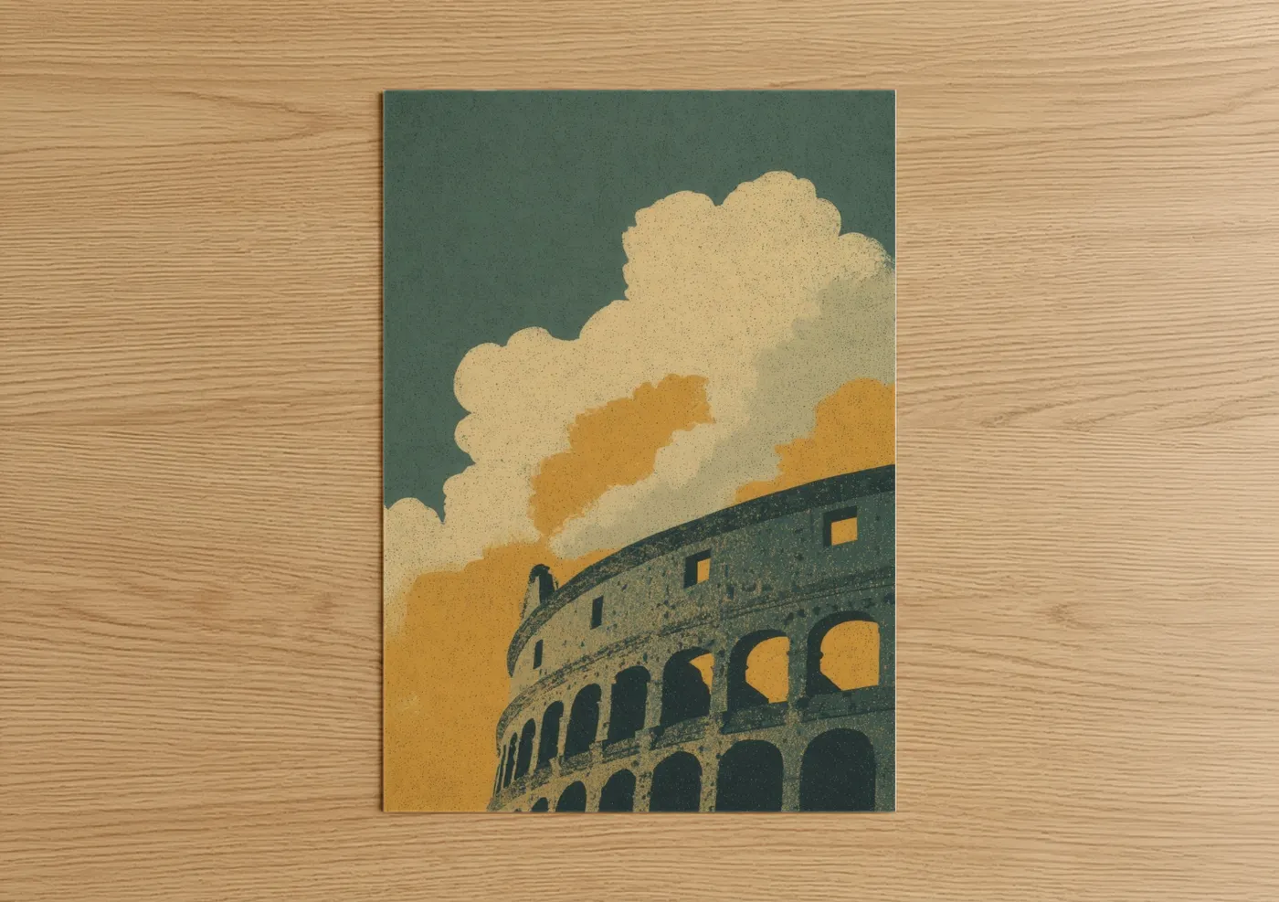 Golden Colosseum Vintage Wall Art