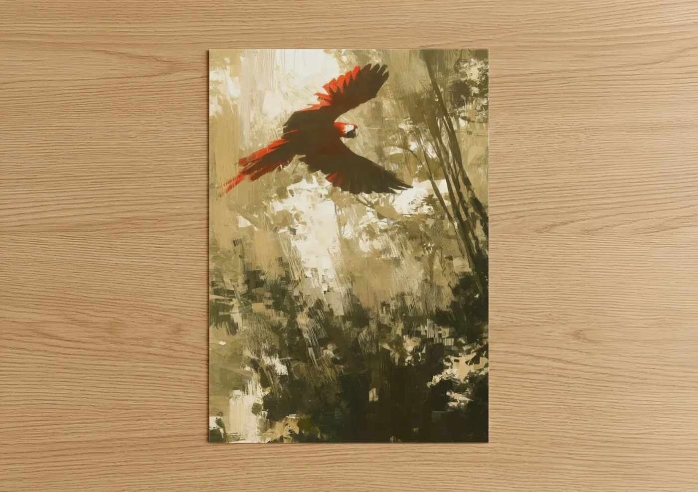 Crimson Flight Macaw Abstract Wall Art