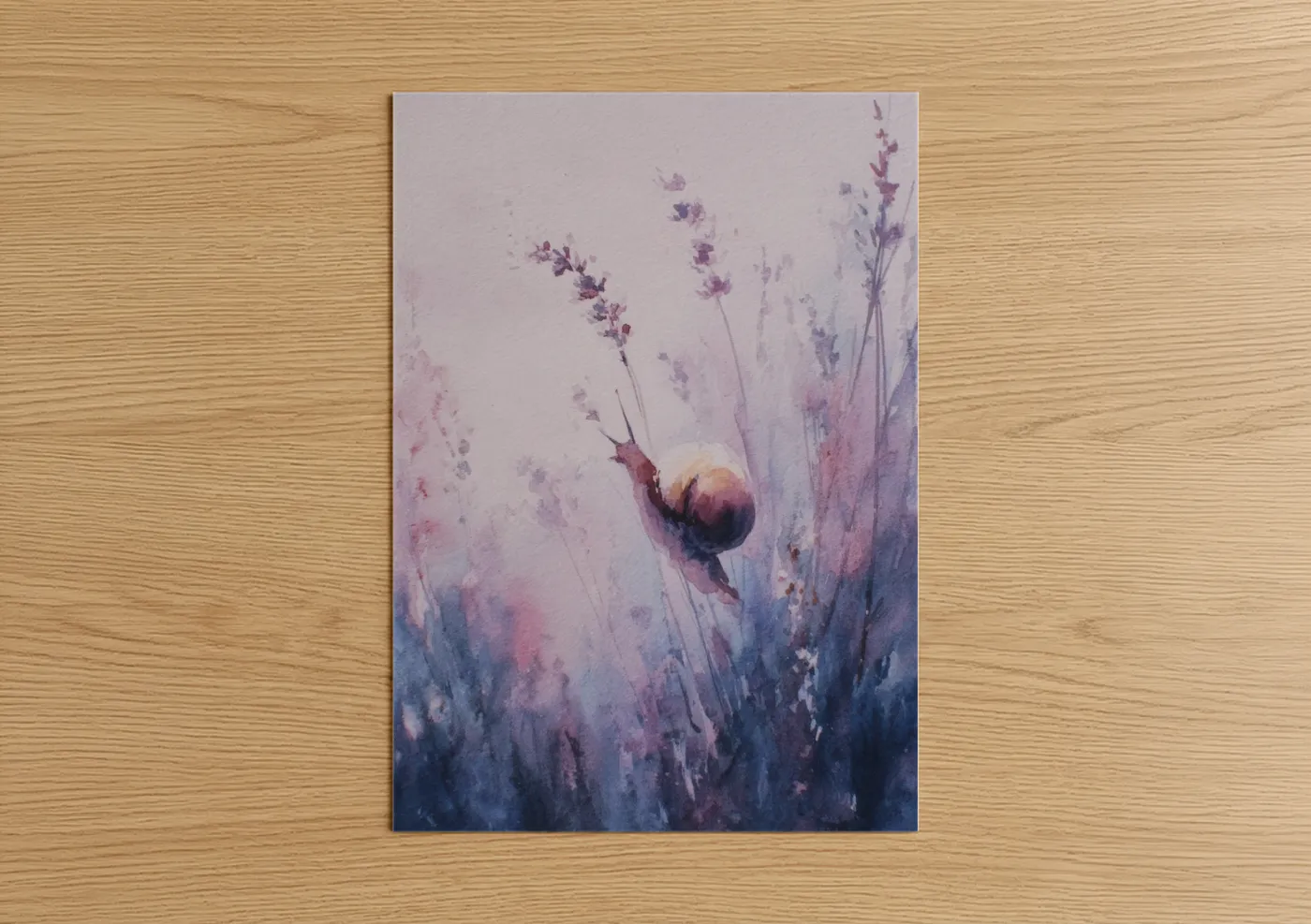 Lavender Snail Watercolor Painting Wall Art