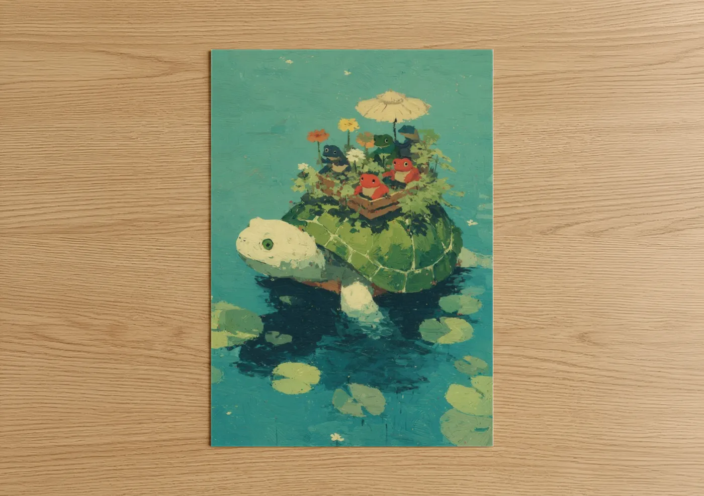 Floating Garden Turtle Whimsical Wall Art