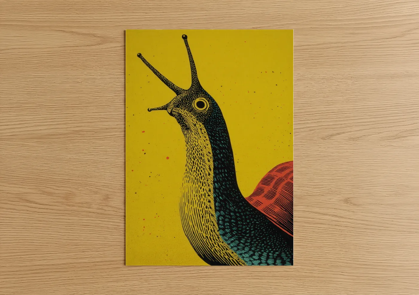 Golden Snail Minimalist Art Illustration Wall Art