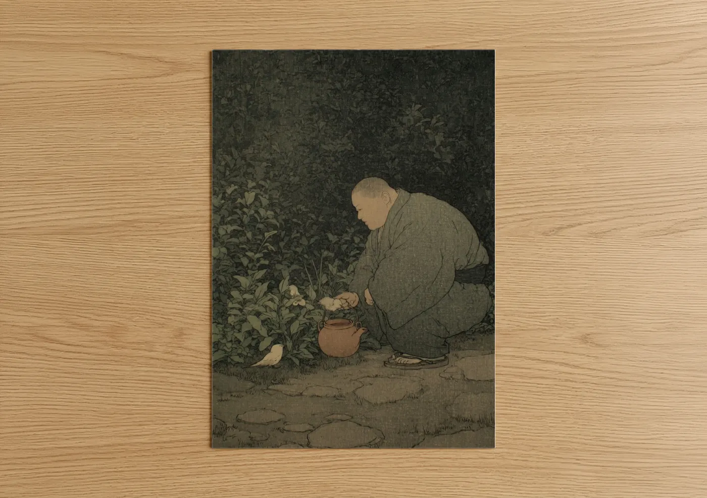 Sumo Wrestler Gardening Traditional Wall Art