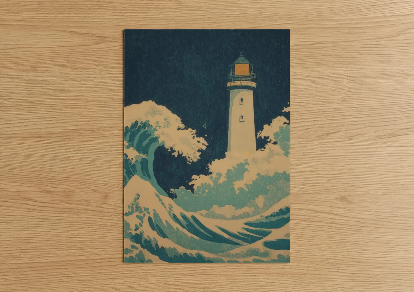 Coastal Lighthouse Japanese Woodblock Art Wall Art