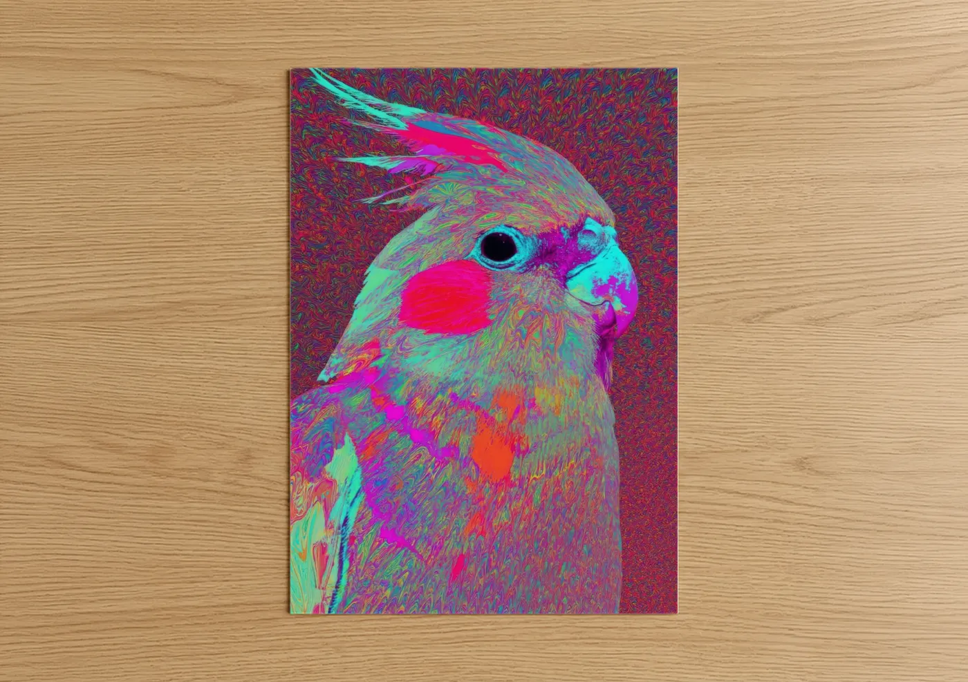 Neon Cockatiel Pop Art Psychedelic Wall Art