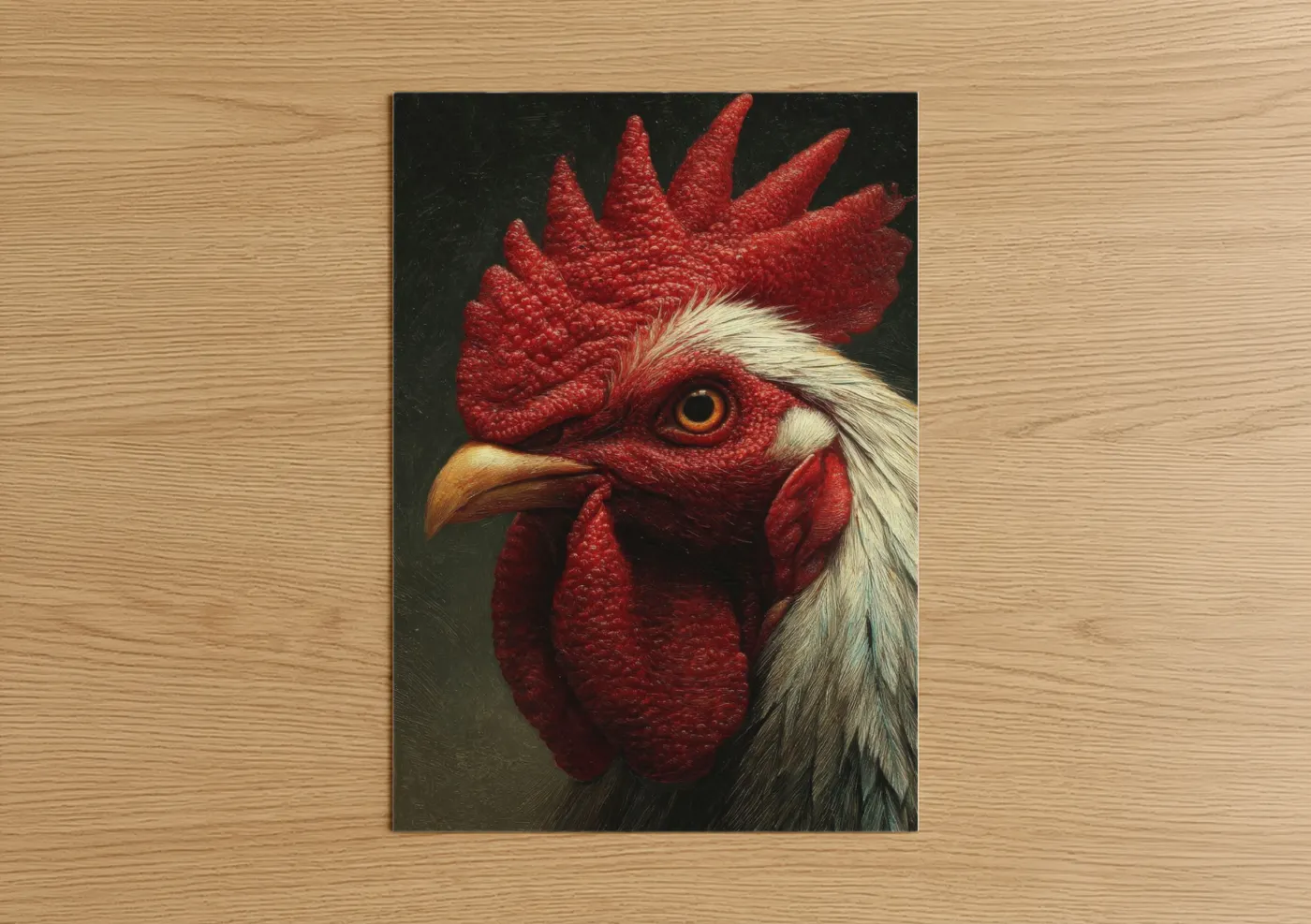 Crimson Rooster Portrait Fine Wall Art