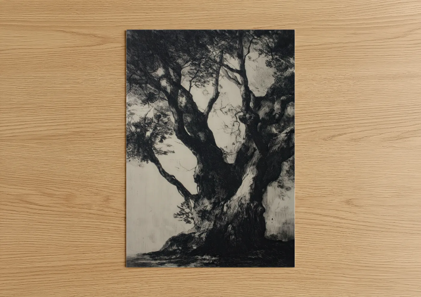 Ancient Banyan Tree Etching Wall Art