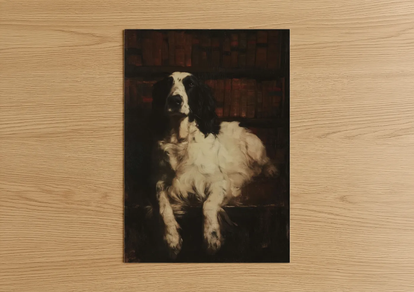 Black and White Spaniel Portrait Library Wall Art