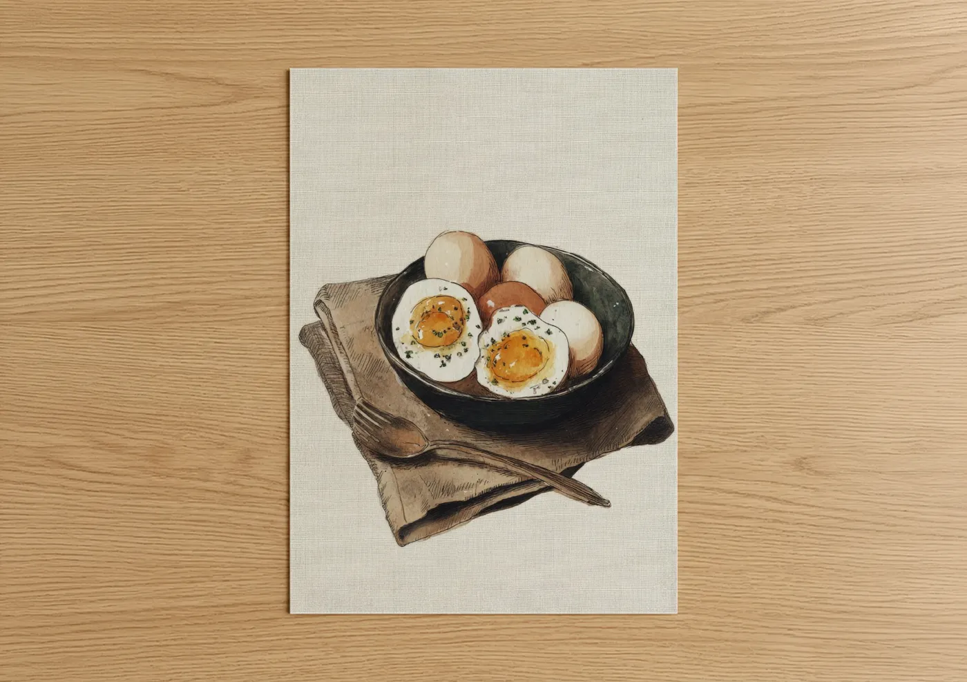 Soft-Boiled Eggs Breakfast Illustration Wall Art